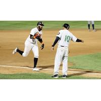 Jordany Valdespin rounds the bases for the Long Island Ducks