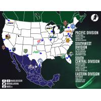 Major Arena Soccer League (MASL) Team Map