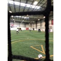 A view of the action at Mississauga MetroStars open tryouts