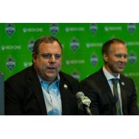 Seattle Sounders FC General Manager & President of Soccer Garth Lagerwey (left)