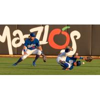 Drew Avans of the Tulsa Drillers comes up short in his diving attempt at a catch