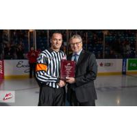 WHL Referee Adam Byblow receives WHL Milestone Award